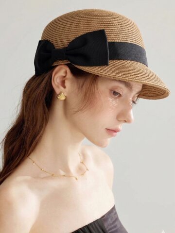 마린아 여성 밀짚모자 리본 썬캡 챙넓은 여름모자 휴양지 모자 K262