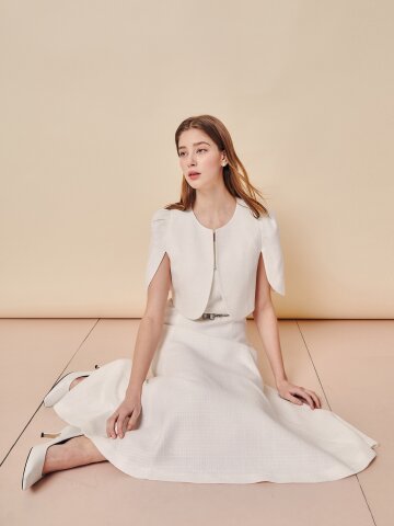 클래식 트위드 케이프 셋업 드레스 