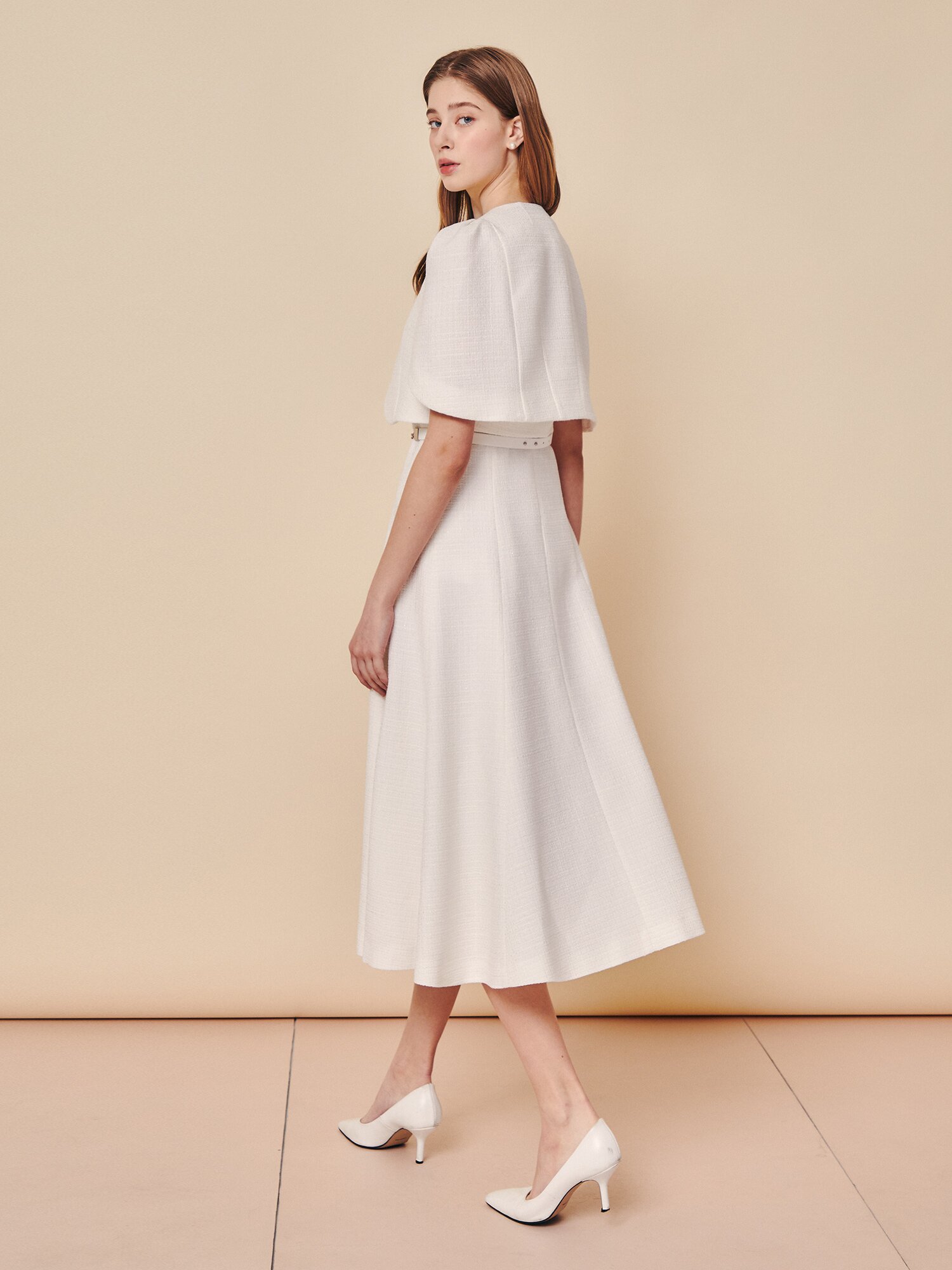 클래식 트위드 케이프 셋업 드레스 (IVORY)