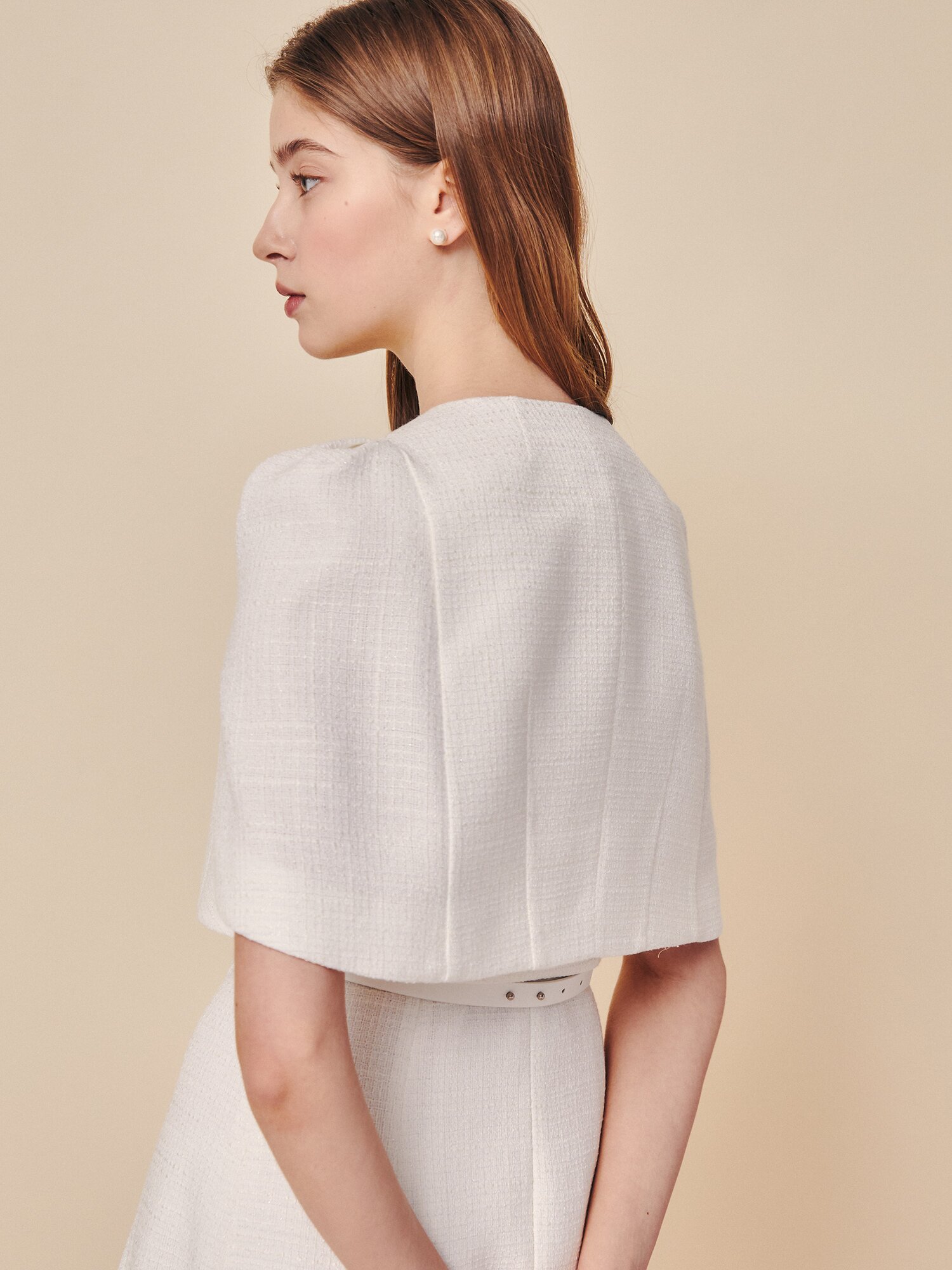 클래식 트위드 케이프 셋업 드레스 (IVORY)