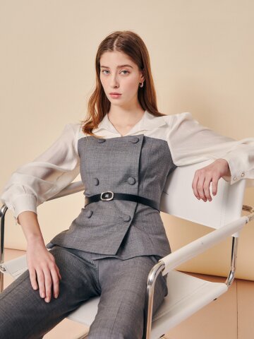 클래식 더블 브레스티드 블라우스 