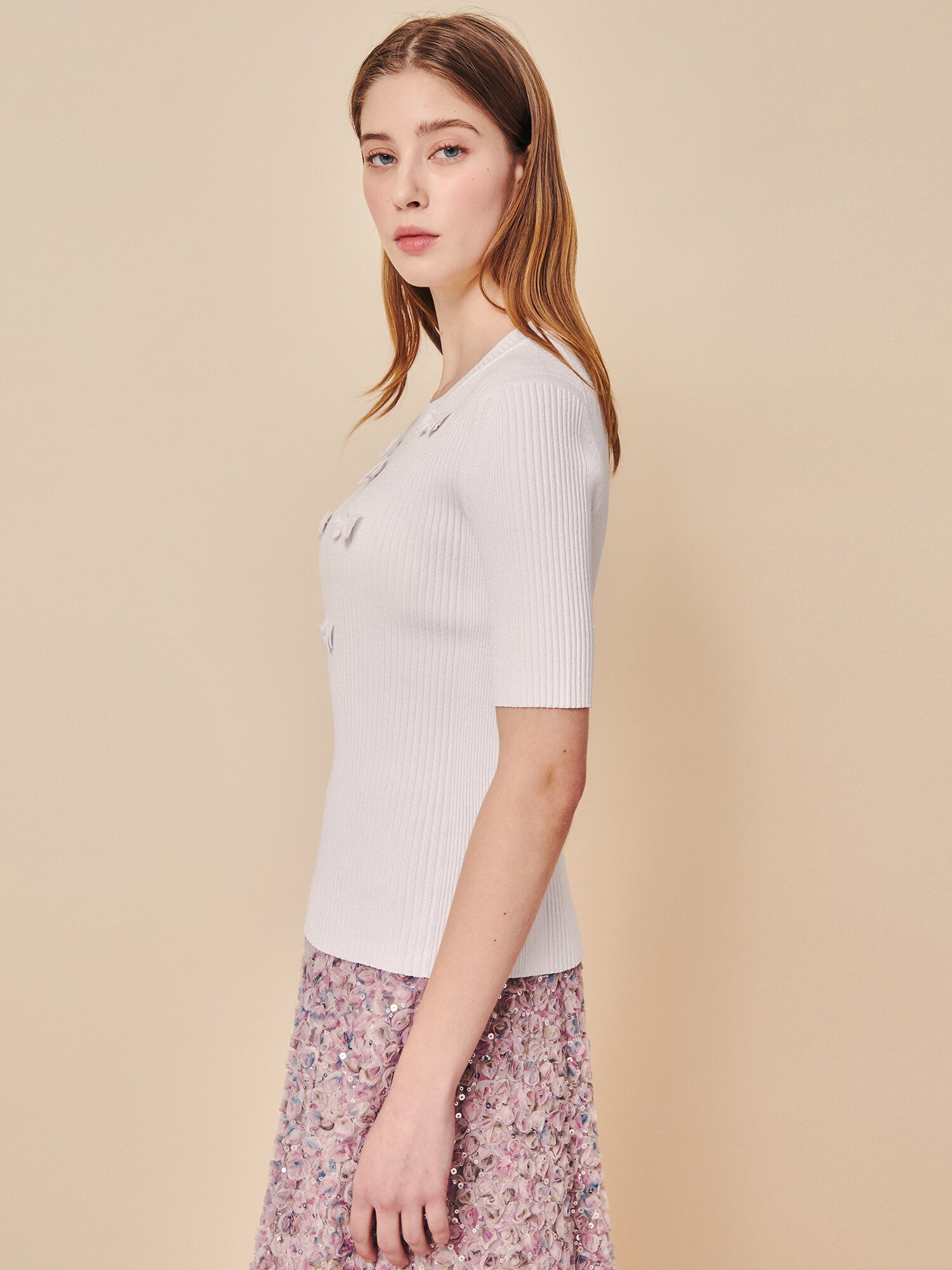 토널 리본 아플리케 니트 풀오버 (WHITE)