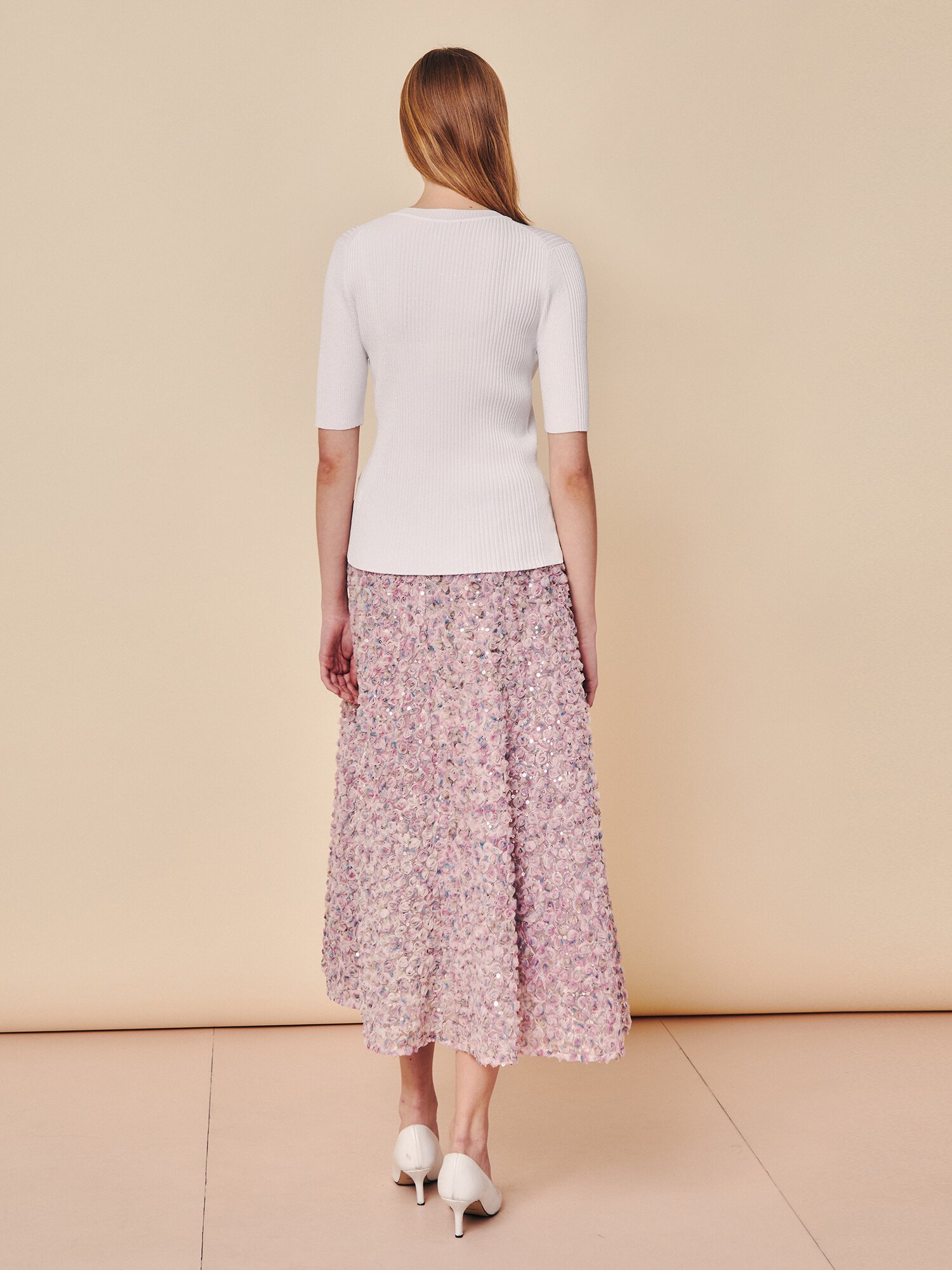 토널 리본 아플리케 니트 풀오버 (WHITE)