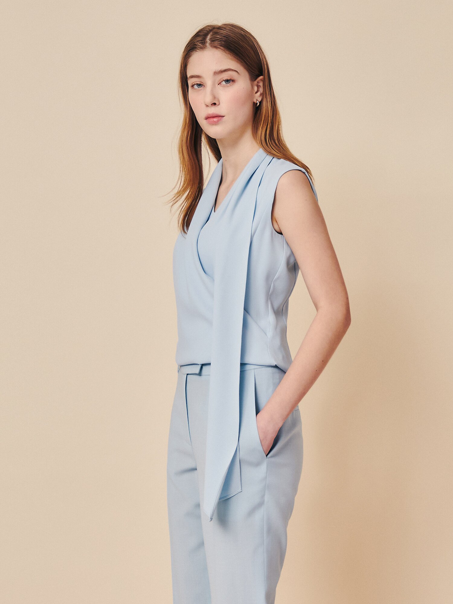 페일 터치 머플러 블라우스 (MINT)