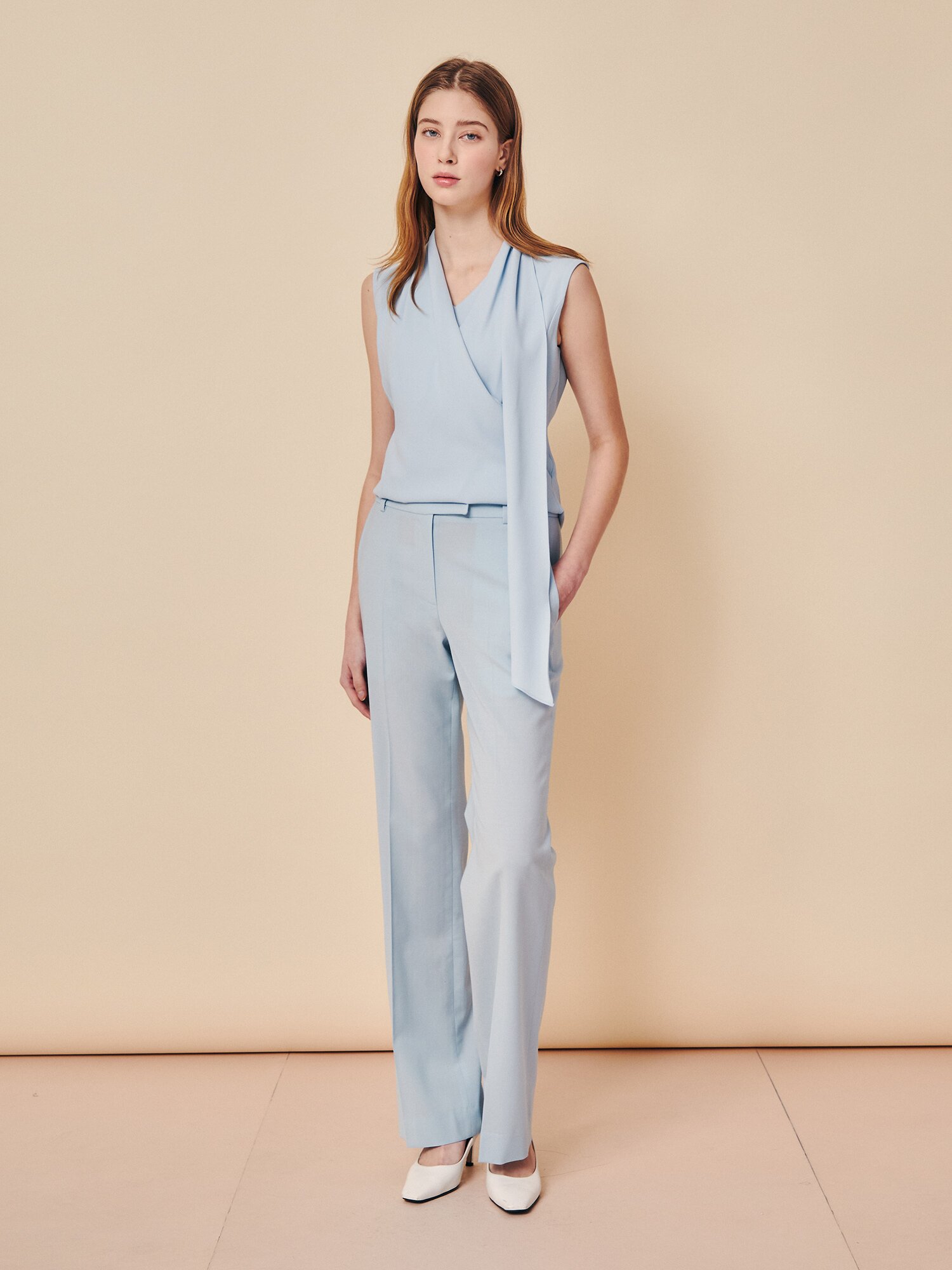 페일 터치 머플러 블라우스 (MINT)