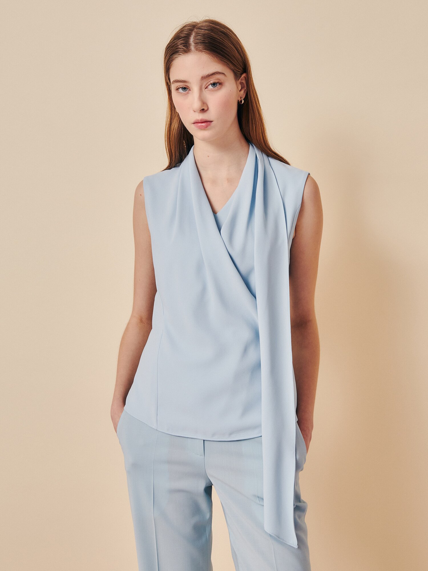 페일 터치 머플러 블라우스 (MINT)