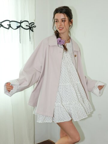 DD_Lace cuff a-line zipper jacket_PINK