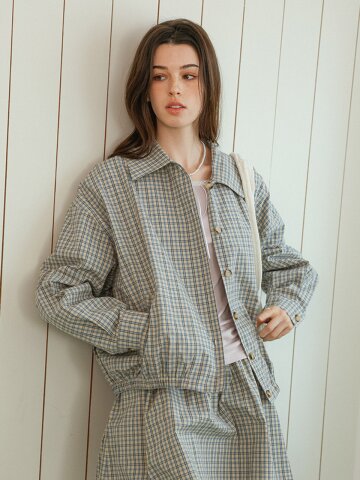 DD_Check elastic hem jacket_BLUE