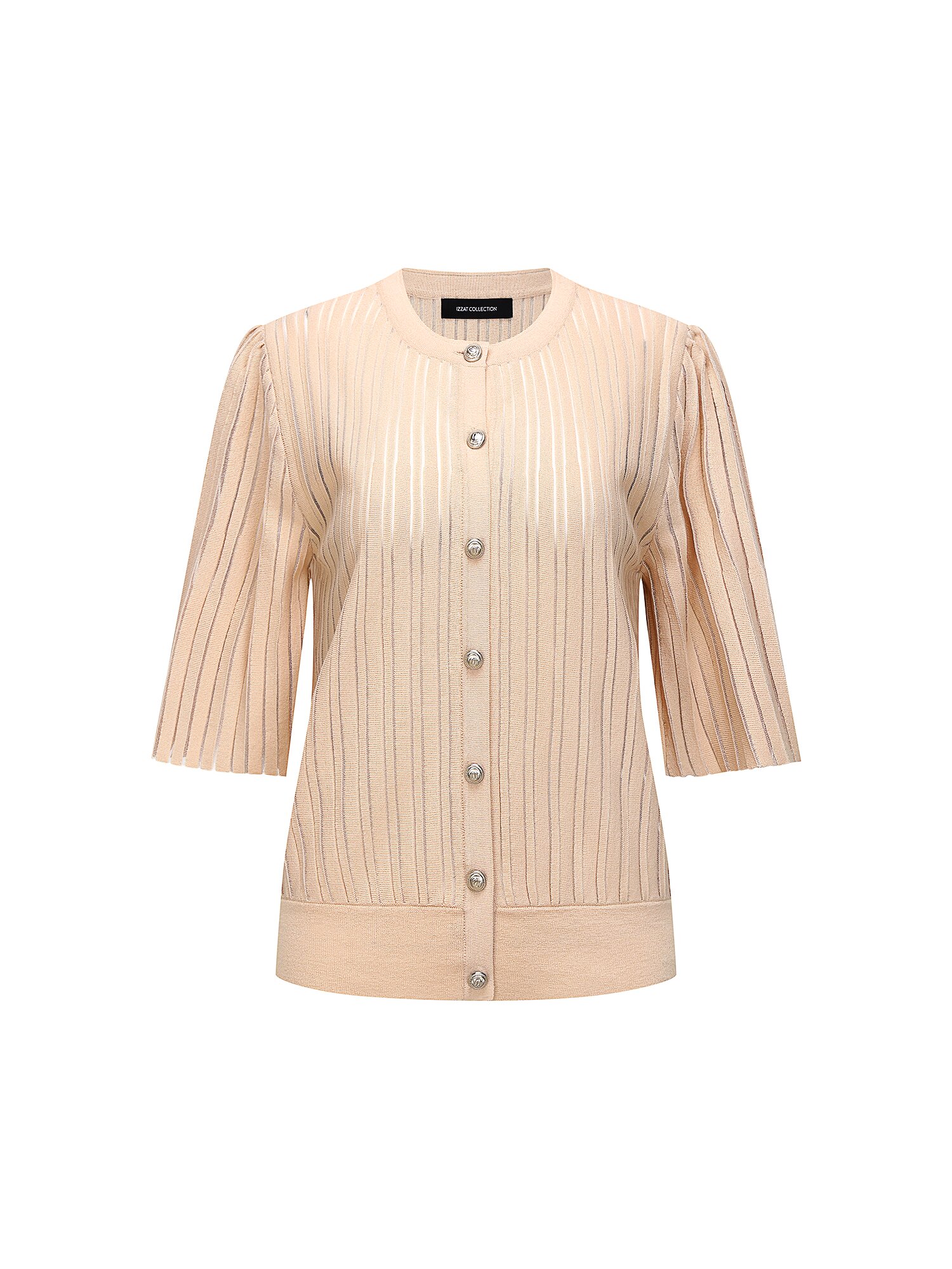 시스루 플리츠 벨 슬리브 가디건 (LIGHT BEIGE)