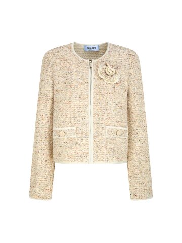 브로치 트위드 집업 크롭 재킷 