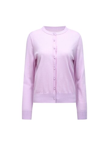 울 커버드 버튼 라운드넥 가디건 