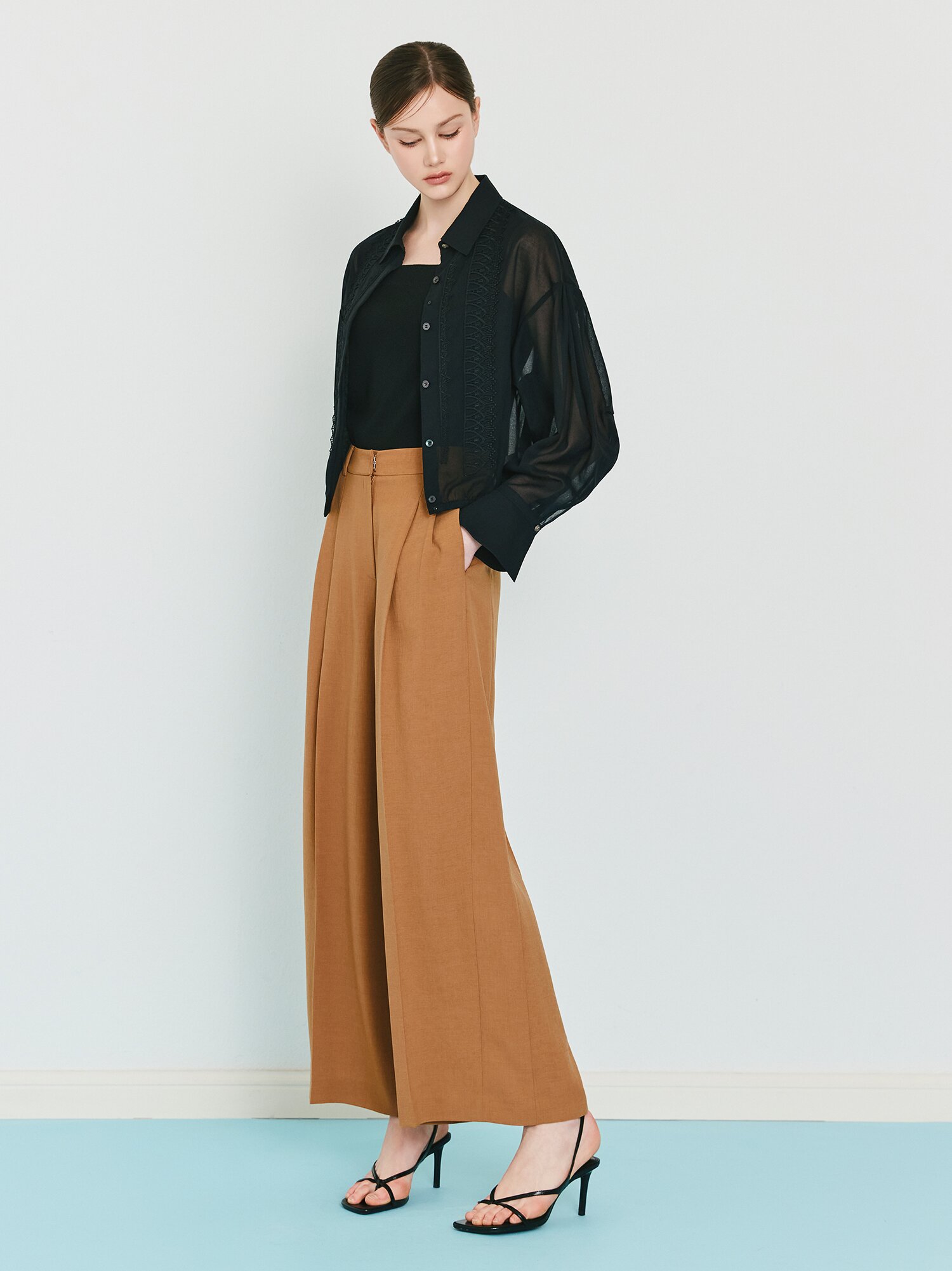 모던 투턱 와이드 팬츠 (CAMEL)