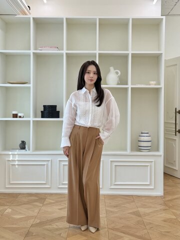 모던 투턱 와이드 팬츠 