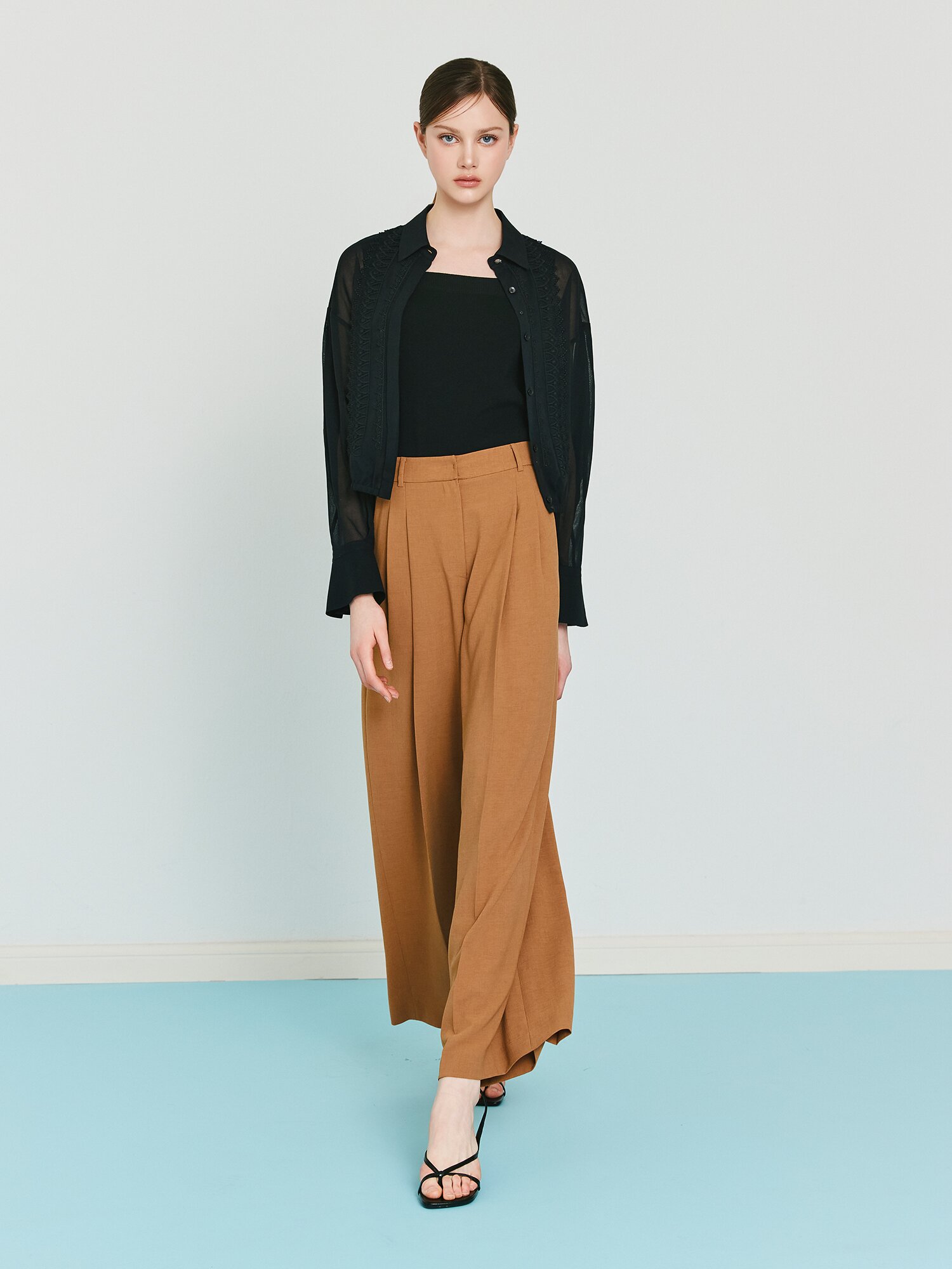 모던 투턱 와이드 팬츠 (CAMEL)