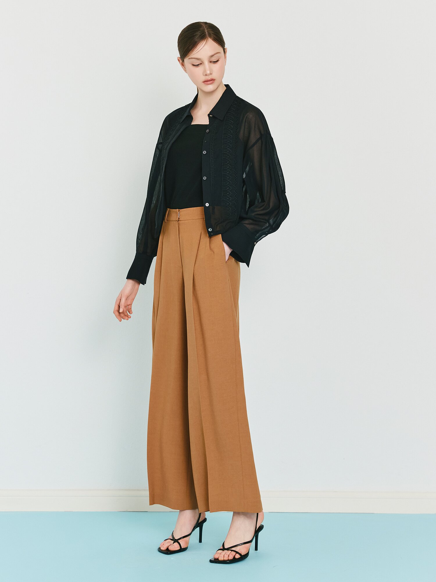 모던 투턱 와이드 팬츠 (CAMEL)