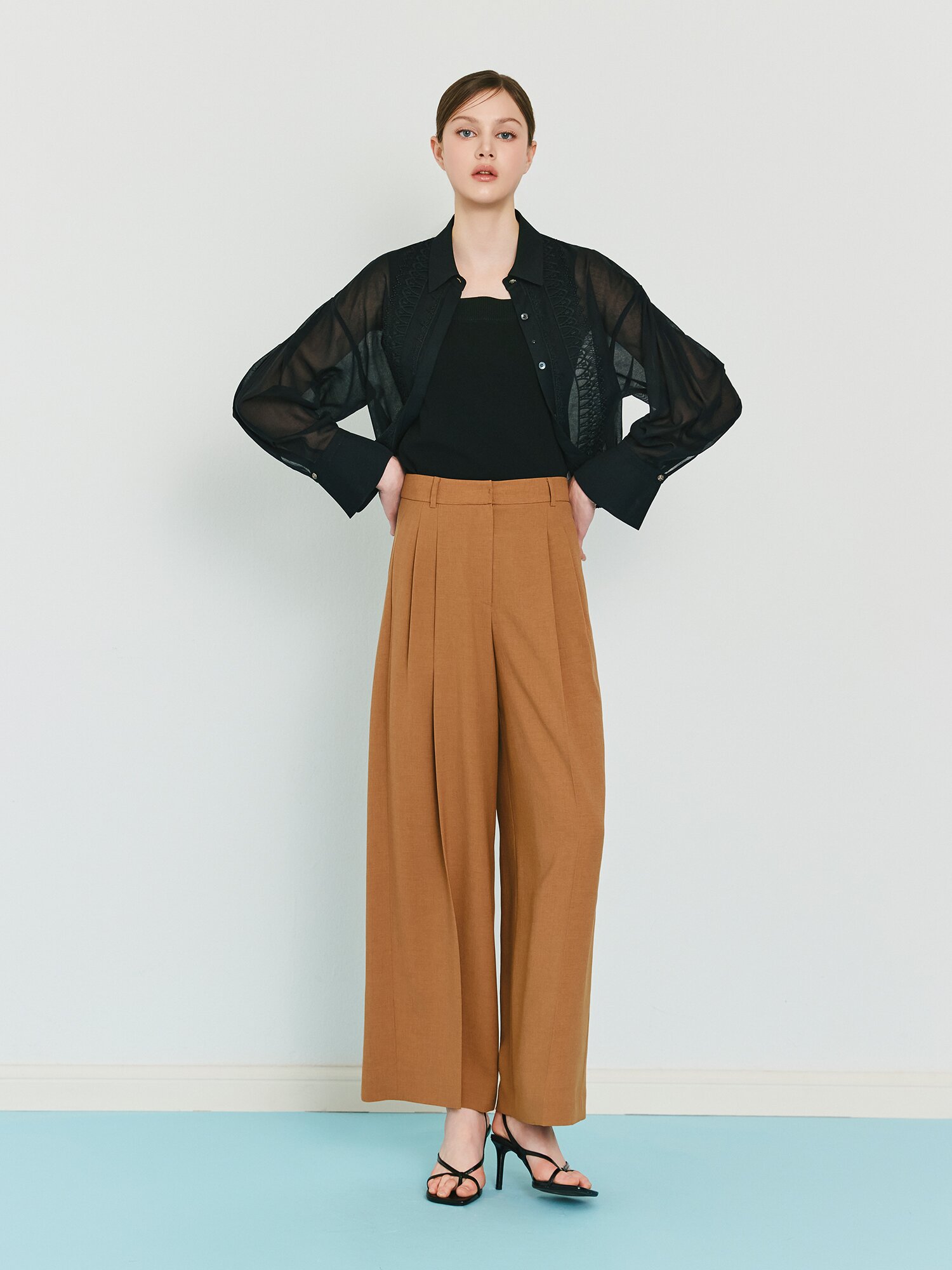 모던 투턱 와이드 팬츠 (CAMEL)