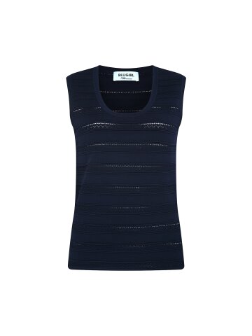 펀칭 슬리브리스 스쿱넥 니트 