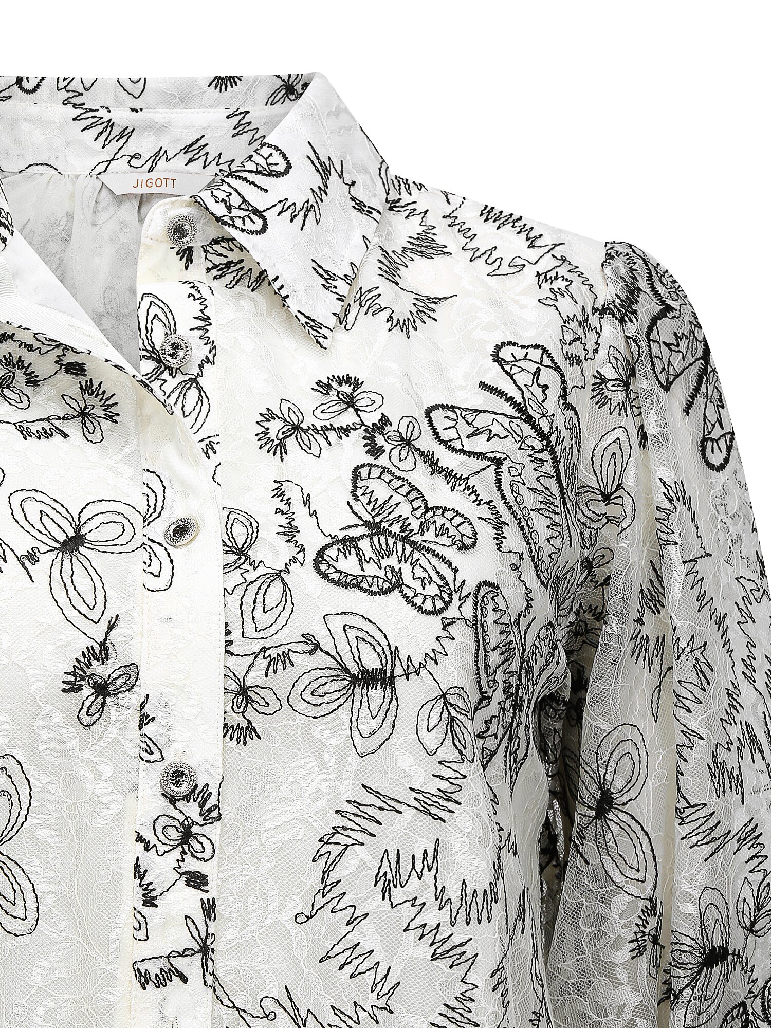 레이스 볼륨 슬리브 블라우스 (IVORY)