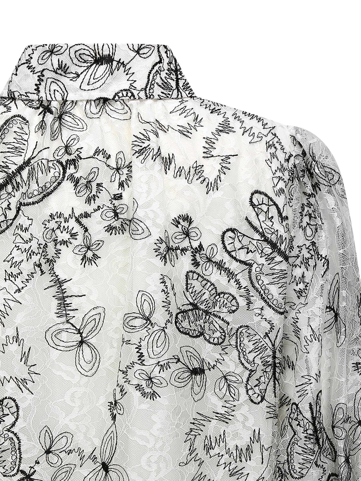 레이스 볼륨 슬리브 블라우스 (IVORY)