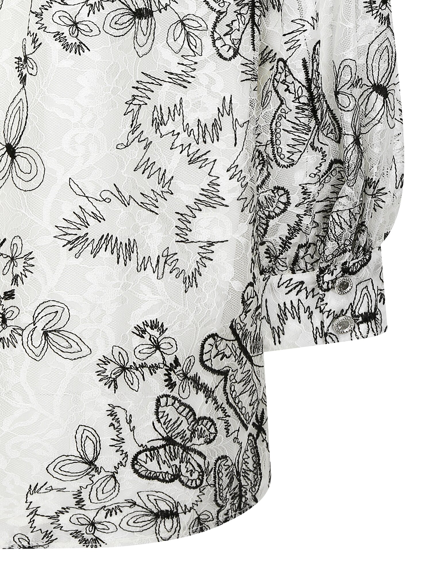 레이스 볼륨 슬리브 블라우스 (IVORY)