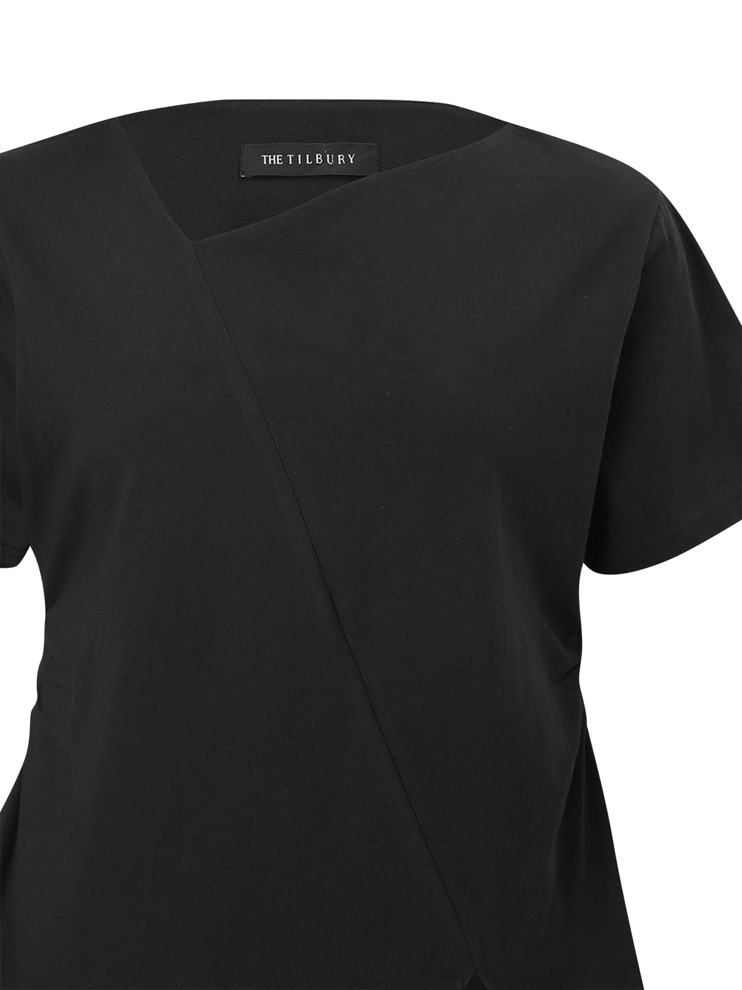 사선 라인 슬릿 티셔츠 (BLACK)