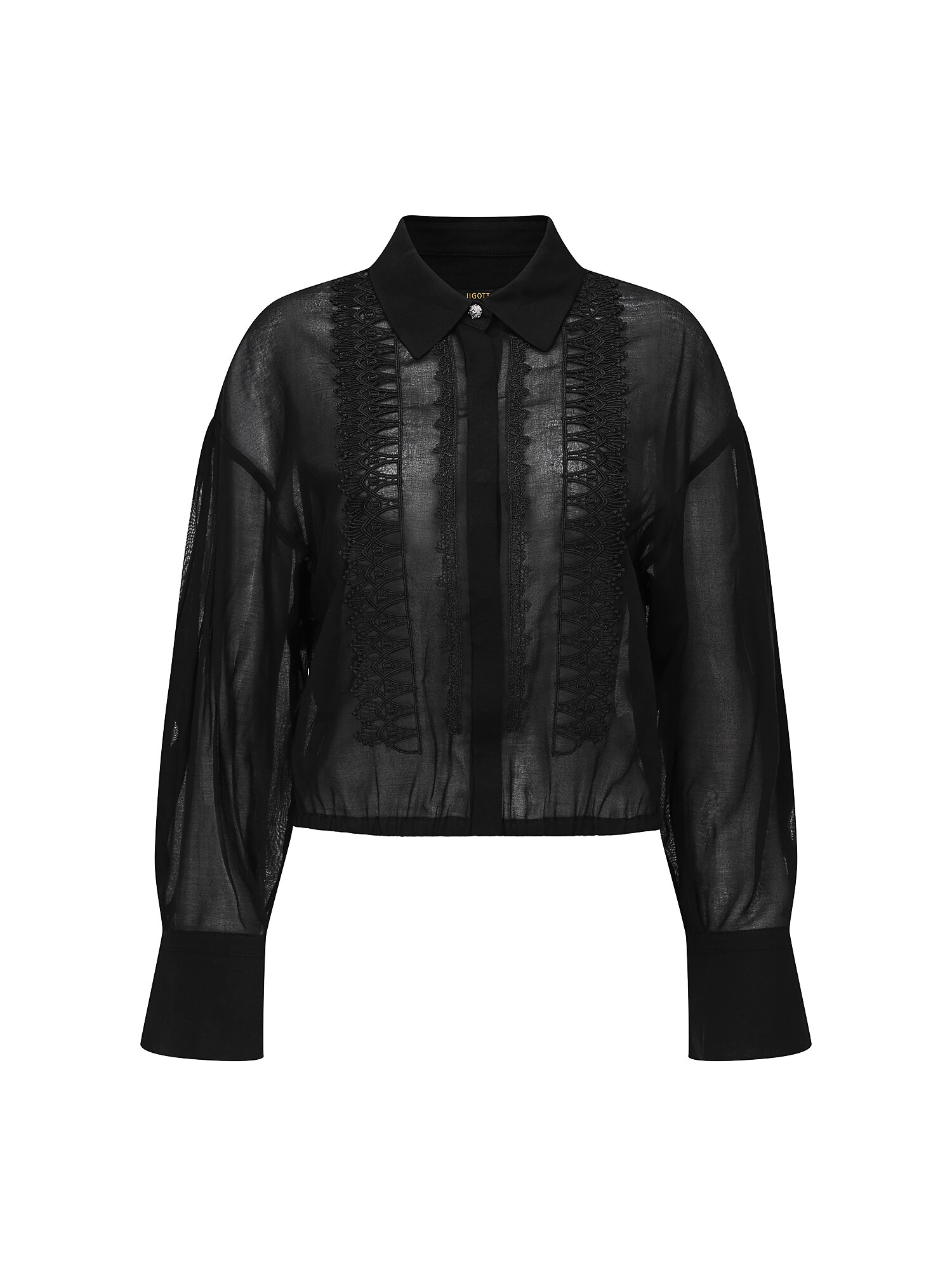 시스루 레이스 크롭 블라우스 (BLACK)