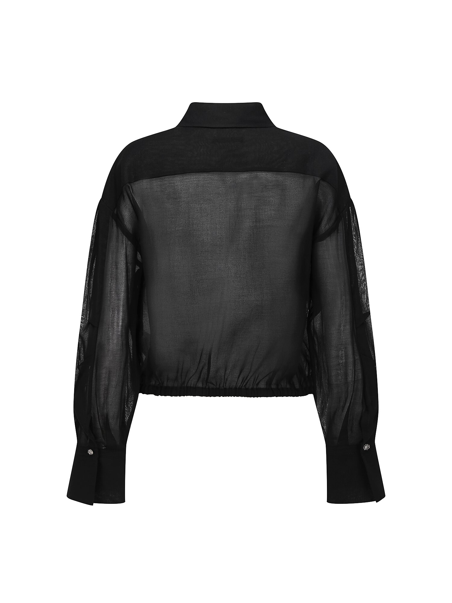 시스루 레이스 크롭 블라우스 (BLACK)