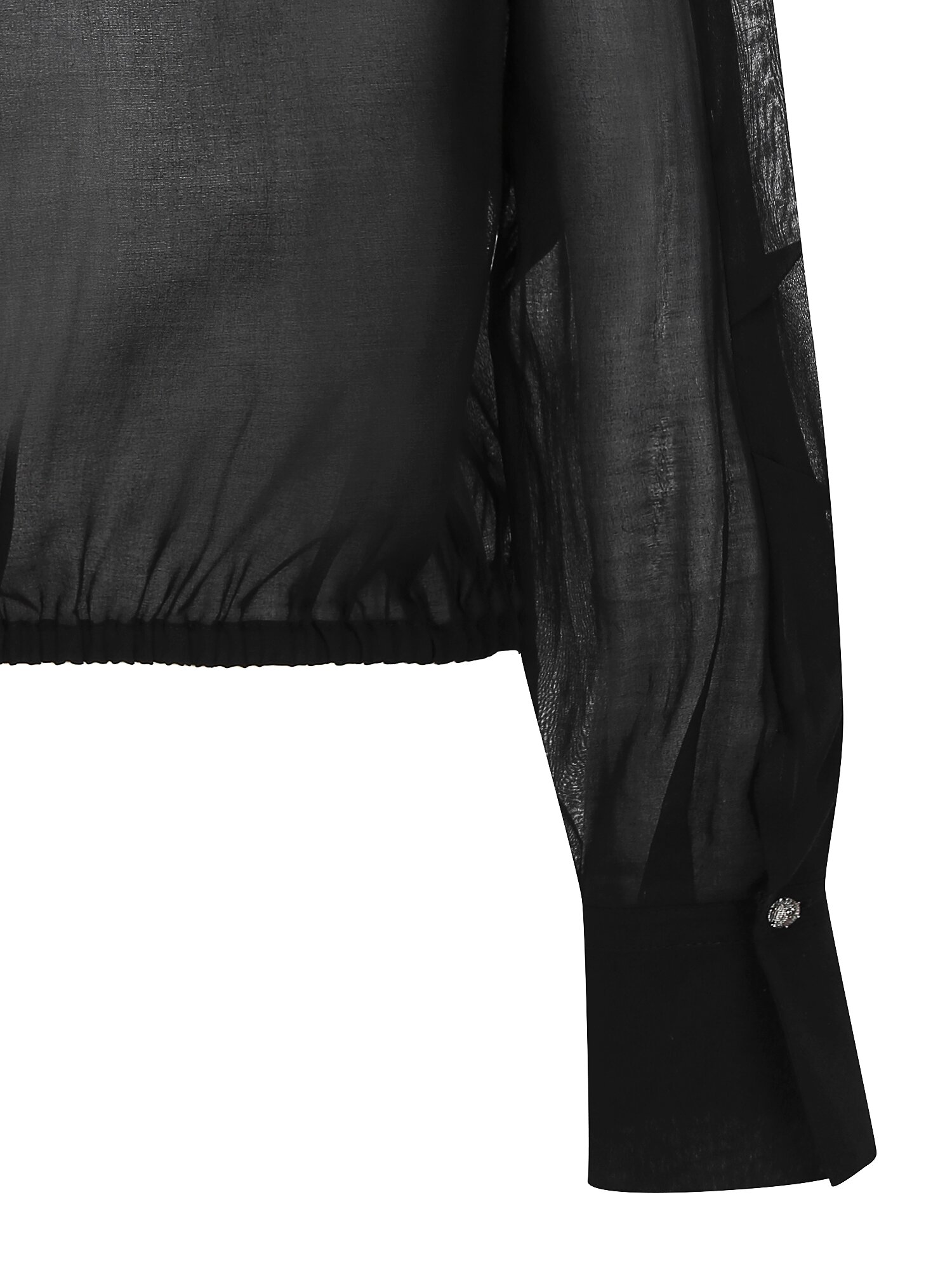 시스루 레이스 크롭 블라우스 (BLACK)