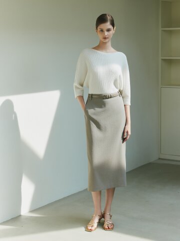 모던 백 슬릿 밴딩 펜슬 스커트 
