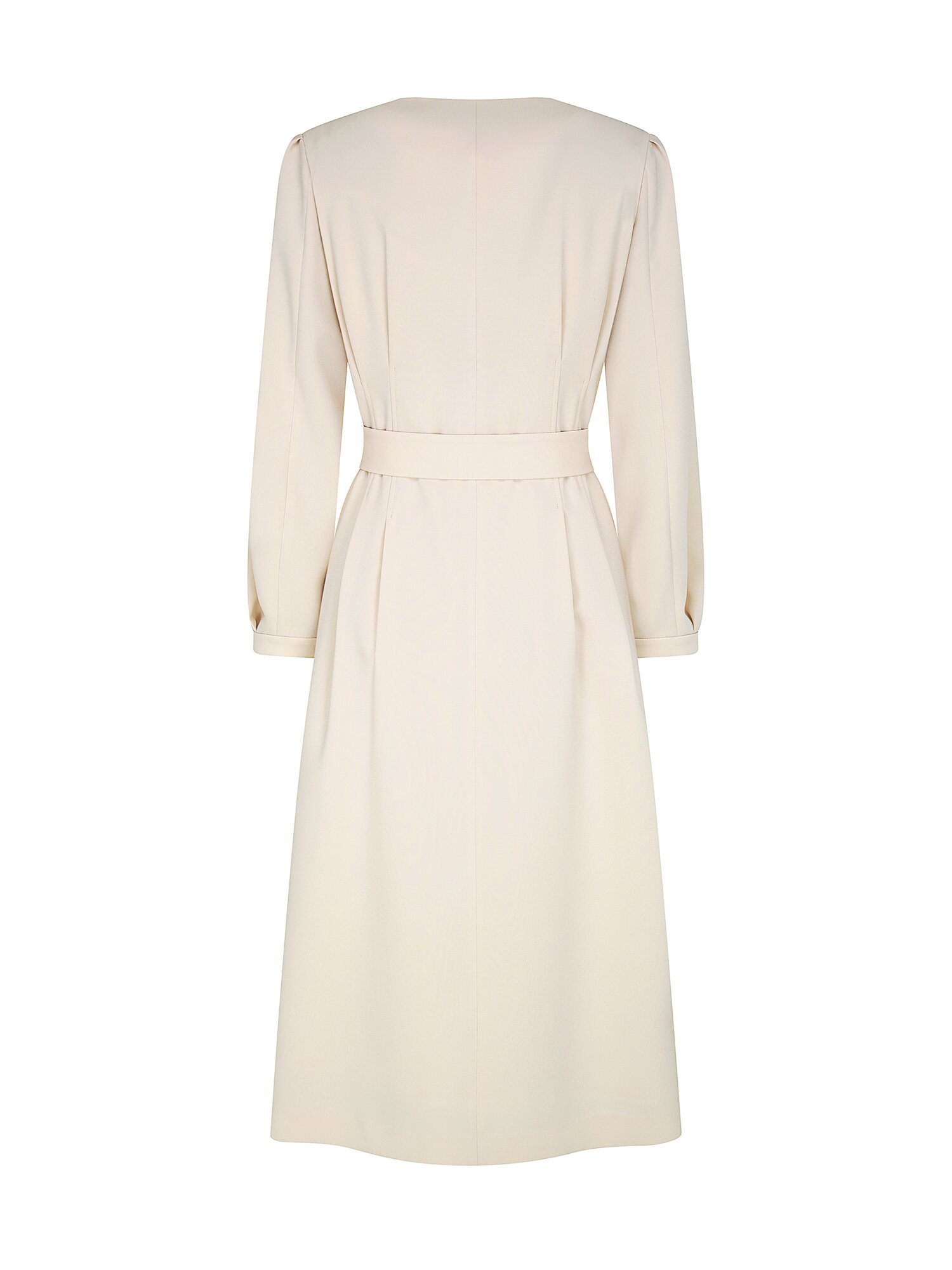 벨티드 슬릿넥 집업 플레어 원피스 (IVORY)