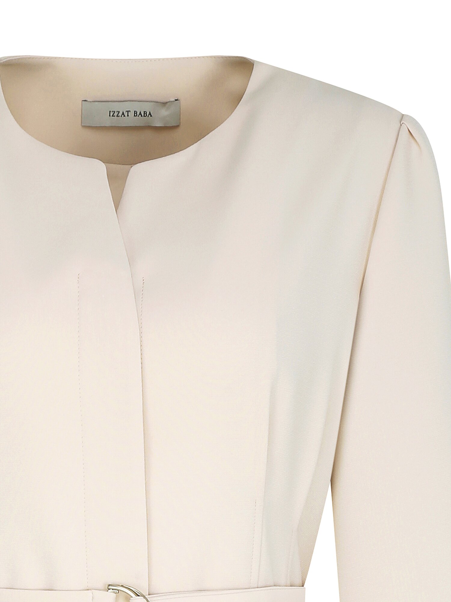 벨티드 슬릿넥 집업 플레어 원피스 (IVORY)