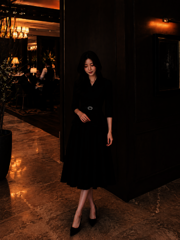 브이넥 페플럼 재킷 플레어 원피스 