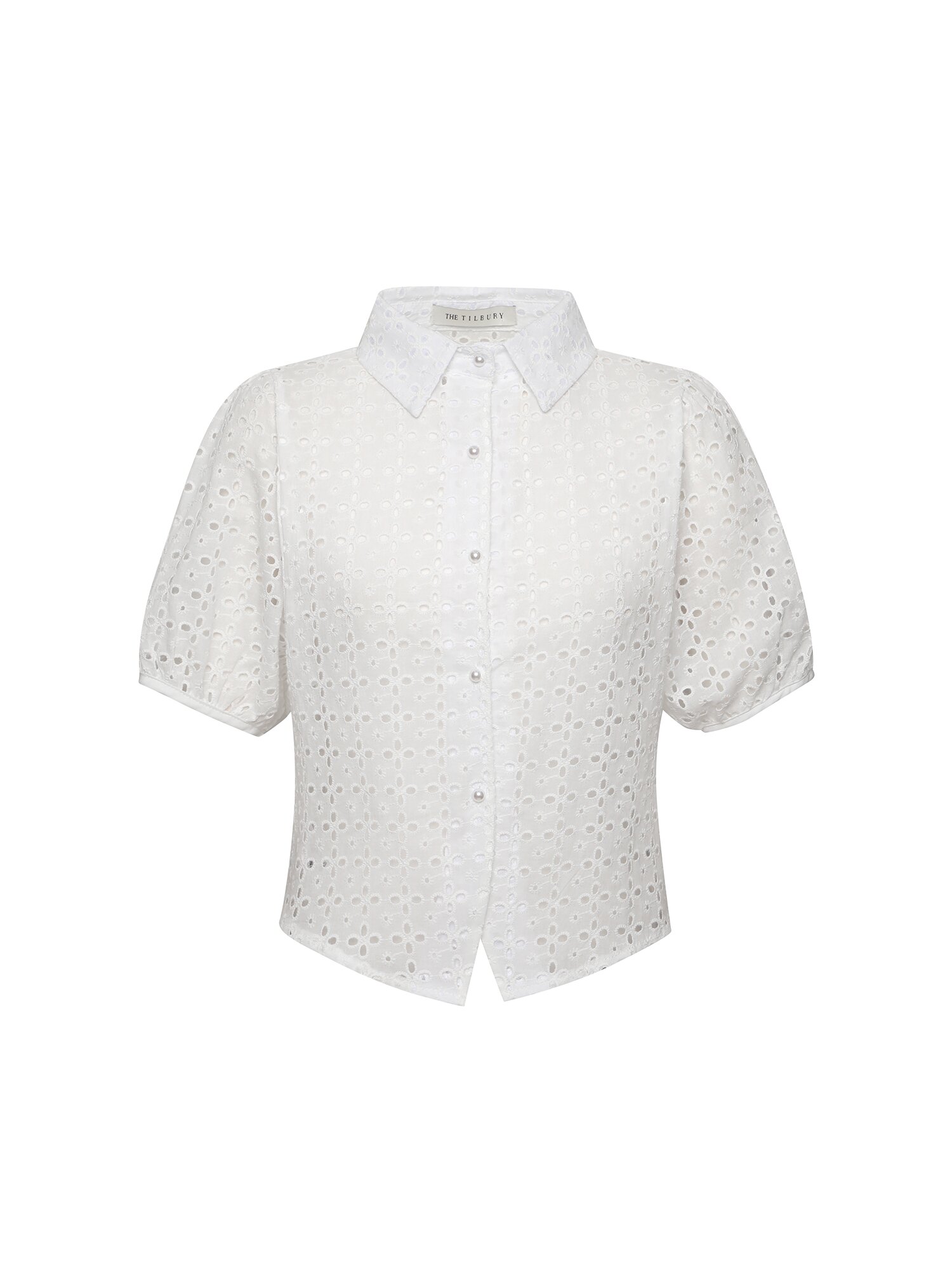 레이스 펀칭 칼라 블라우스 (WHITE)