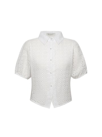 레이스 펀칭 칼라 블라우스 