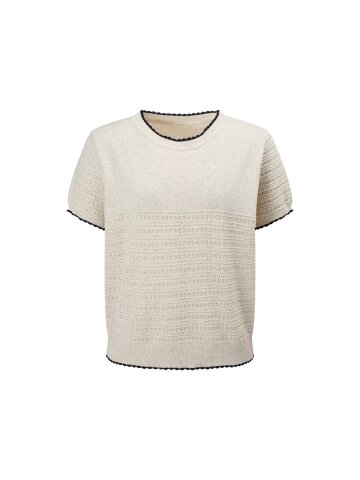 배색 크로셰 풀오버 니트 