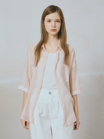 크링클 셔츠 칼라 블라우스 