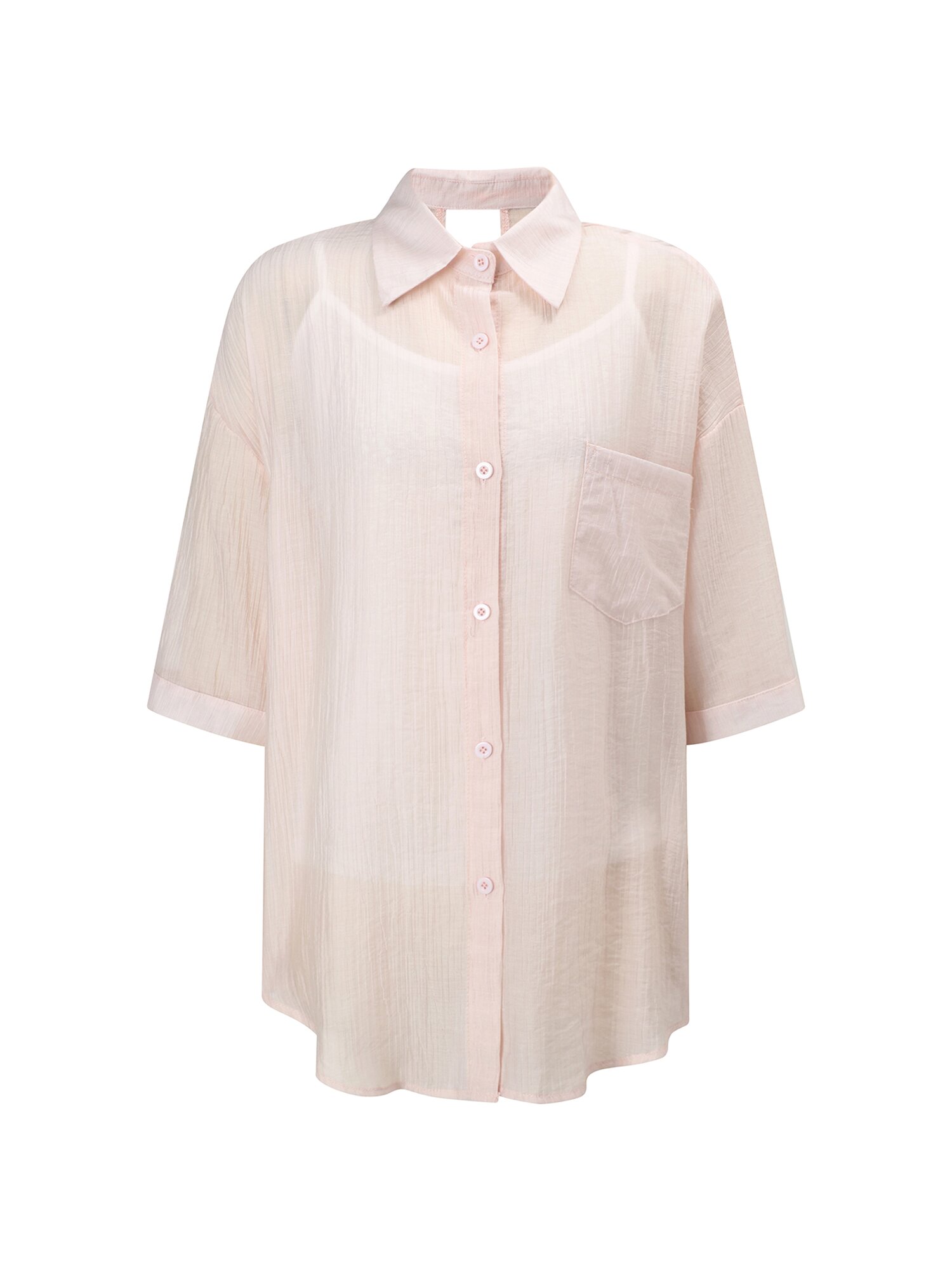 크링클 셔츠 칼라 블라우스 (PINK)