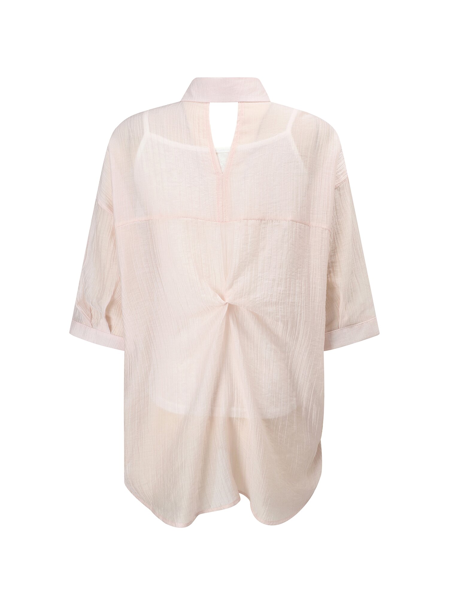 크링클 셔츠 칼라 블라우스 (PINK)