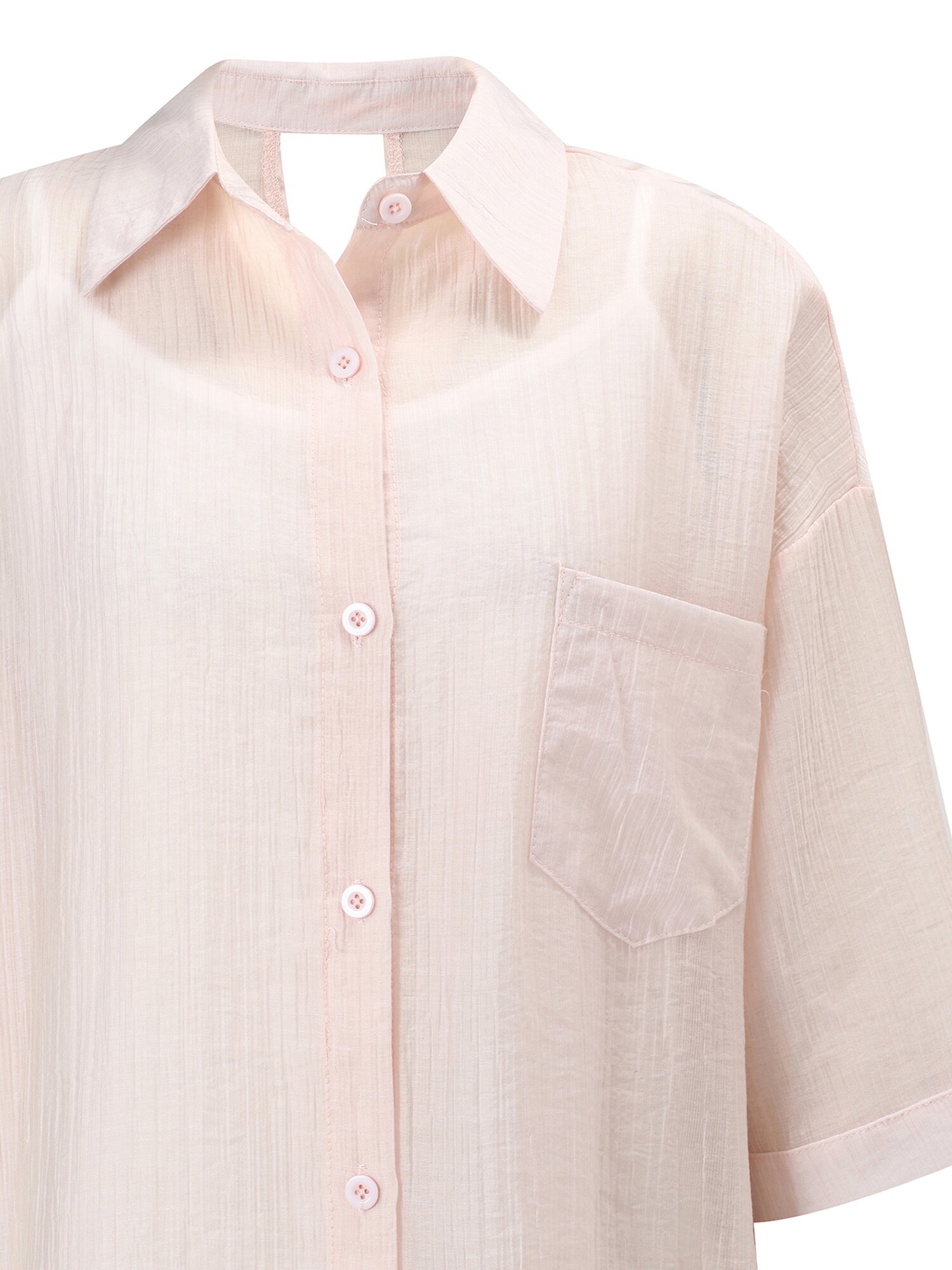 크링클 셔츠 칼라 블라우스 (PINK)