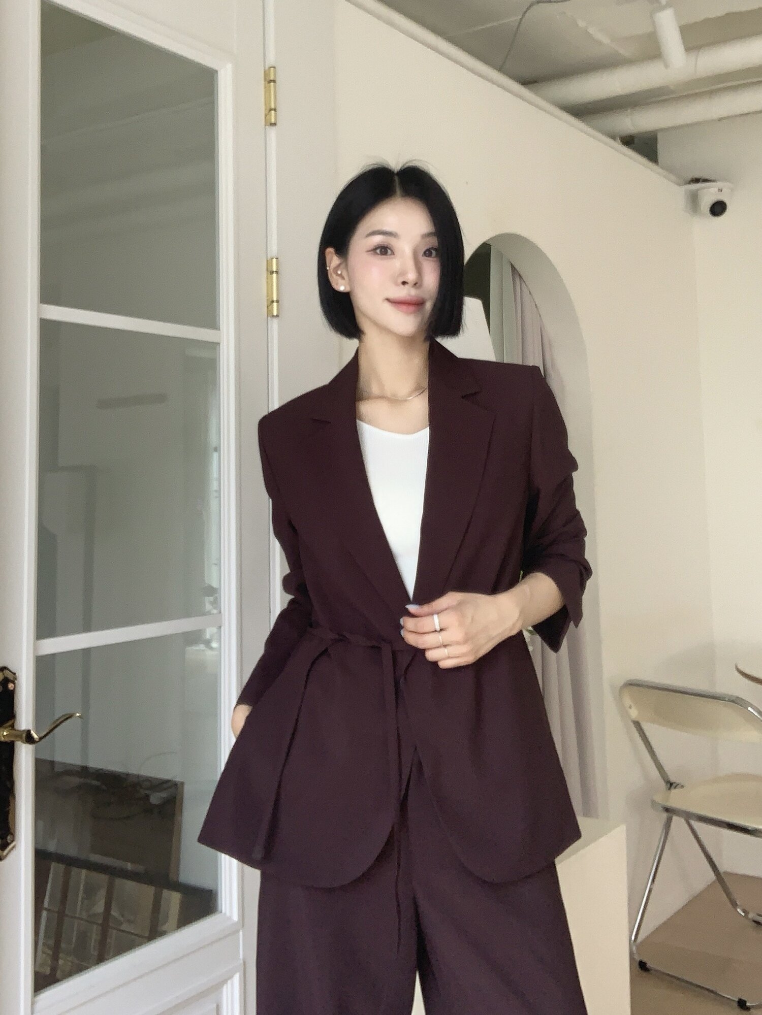 미니멀 사이드 슬릿 싱글 재킷 (BROWN)