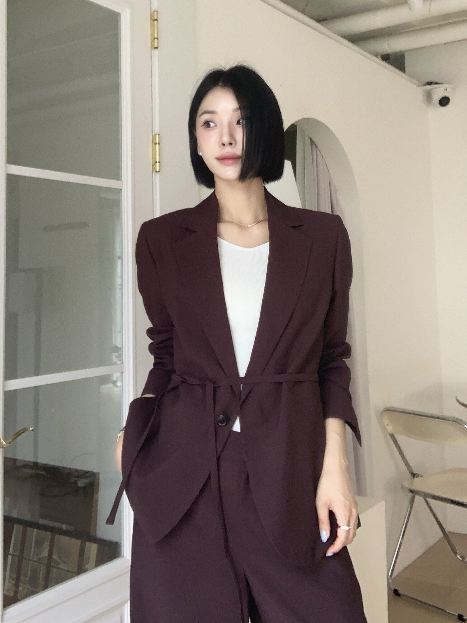 미니멀 사이드 슬릿 싱글 재킷 (BROWN)