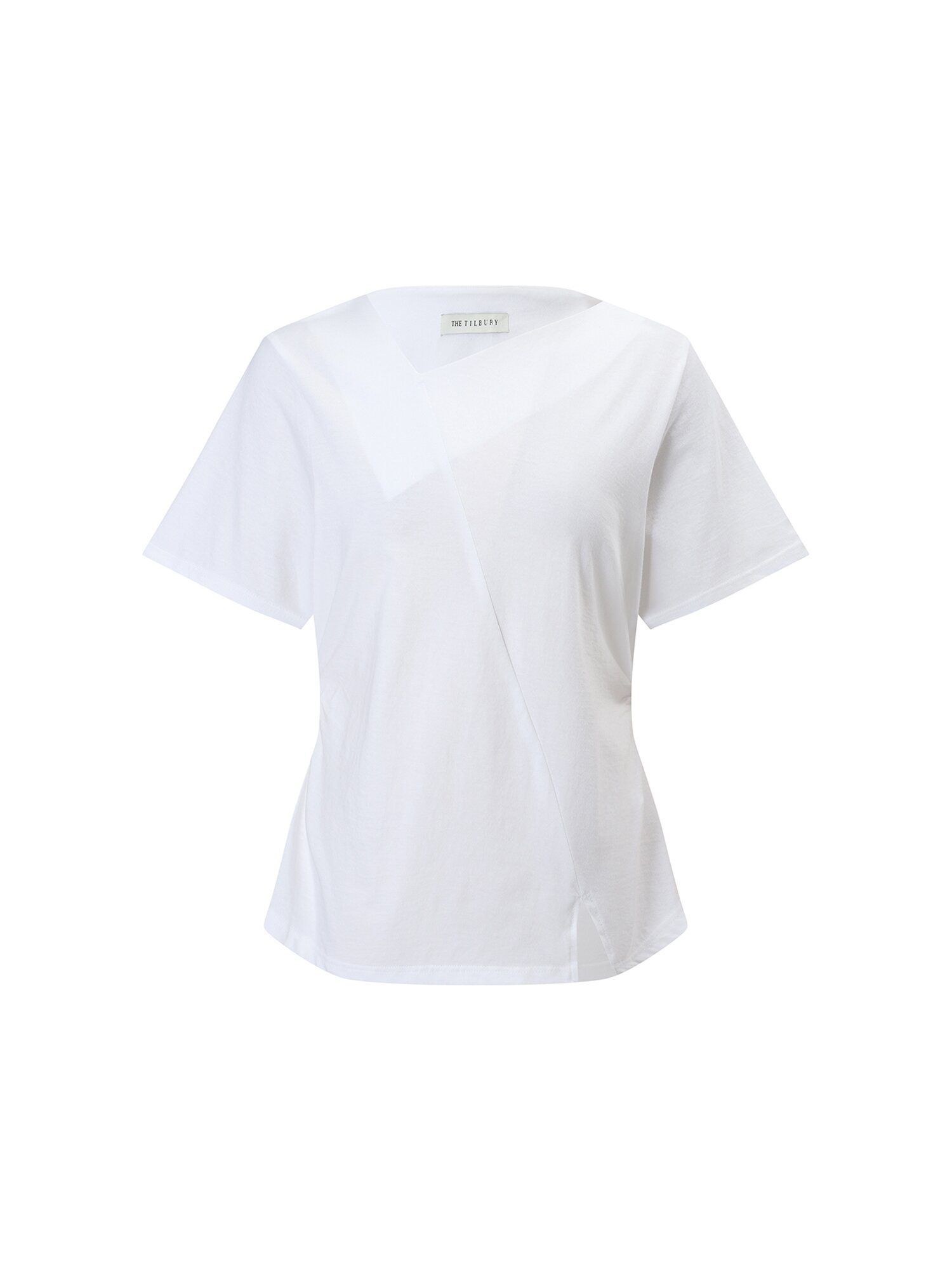 사선 라인 슬릿 티셔츠 (WHITE)