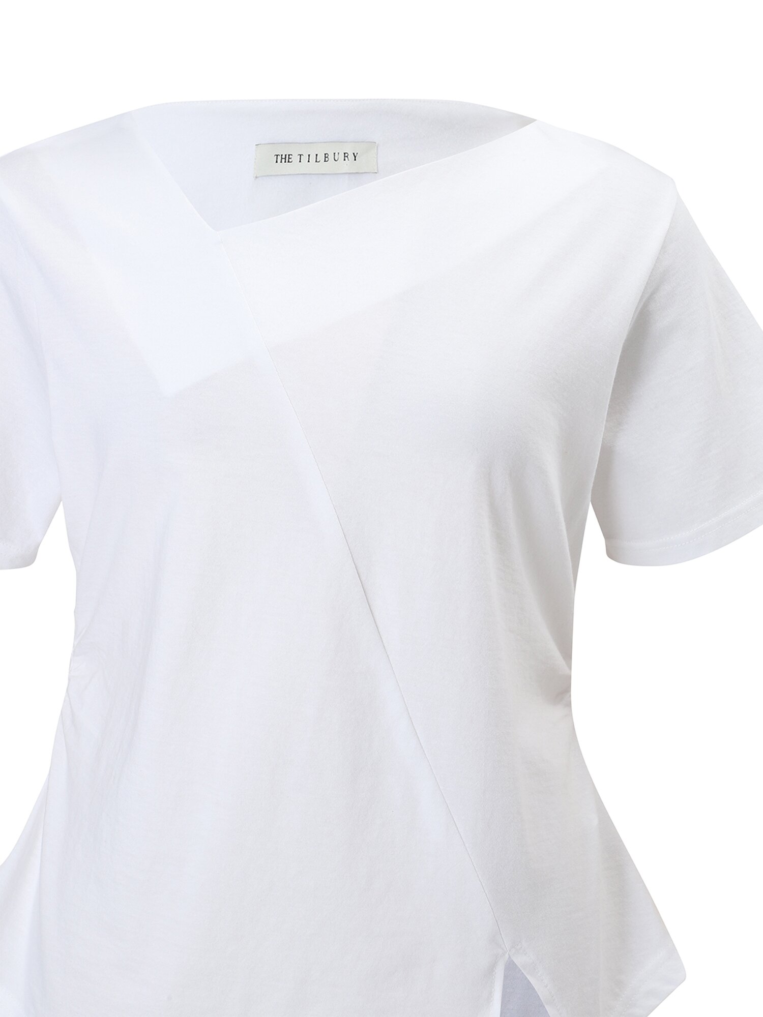 사선 라인 슬릿 티셔츠 (WHITE)