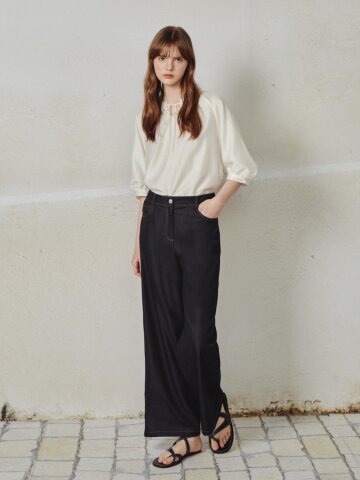 스티치 데님 라이크 팬츠 