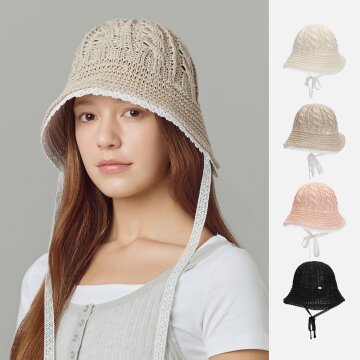 플로랄 니트 레이스 보닛햇 누비아 (4 colors)