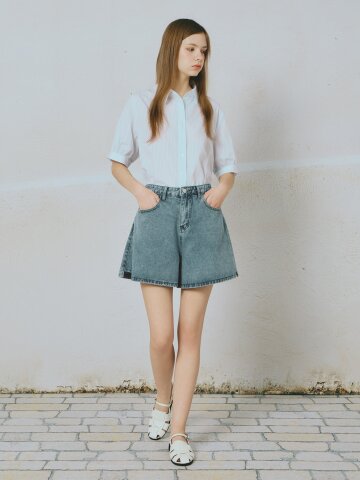 와이드핏 숏 데님 팬츠 