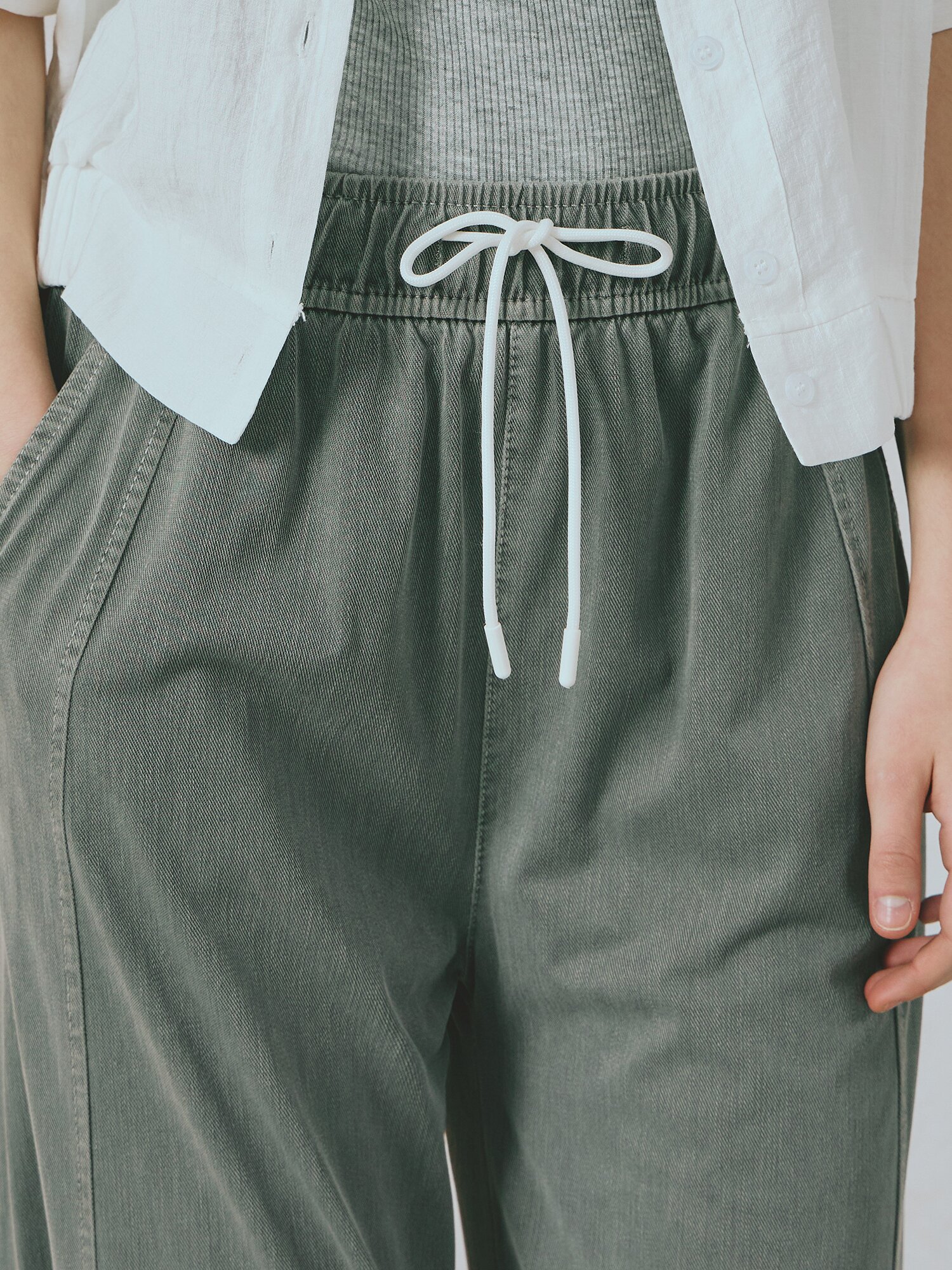 밴딩 스트링 와이드핏 팬츠 (DARK GREY)