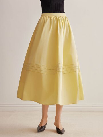 YY_Pleated a-line skirt_2color