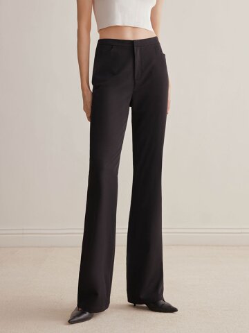 YY_Black bootcut suit pants