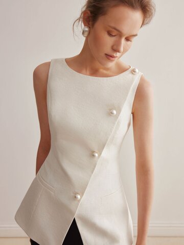 YY_Pearl buckle vest